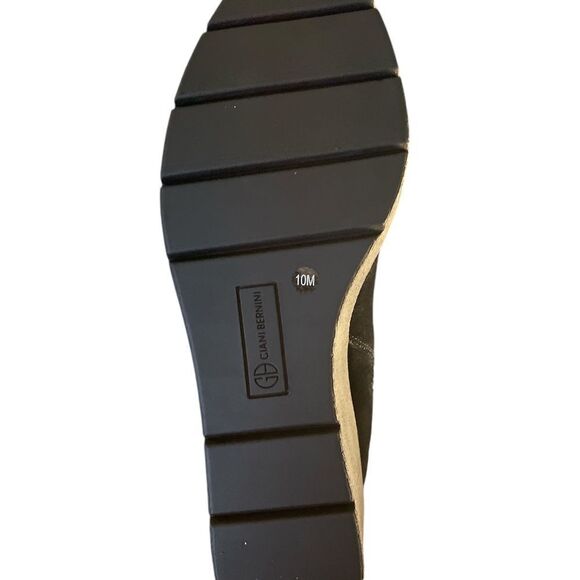 GIANI BERNINI Women's Black Buckle Accent Atlinaa Round Toe Wedge Zip Up leather - Picture 9 of 9